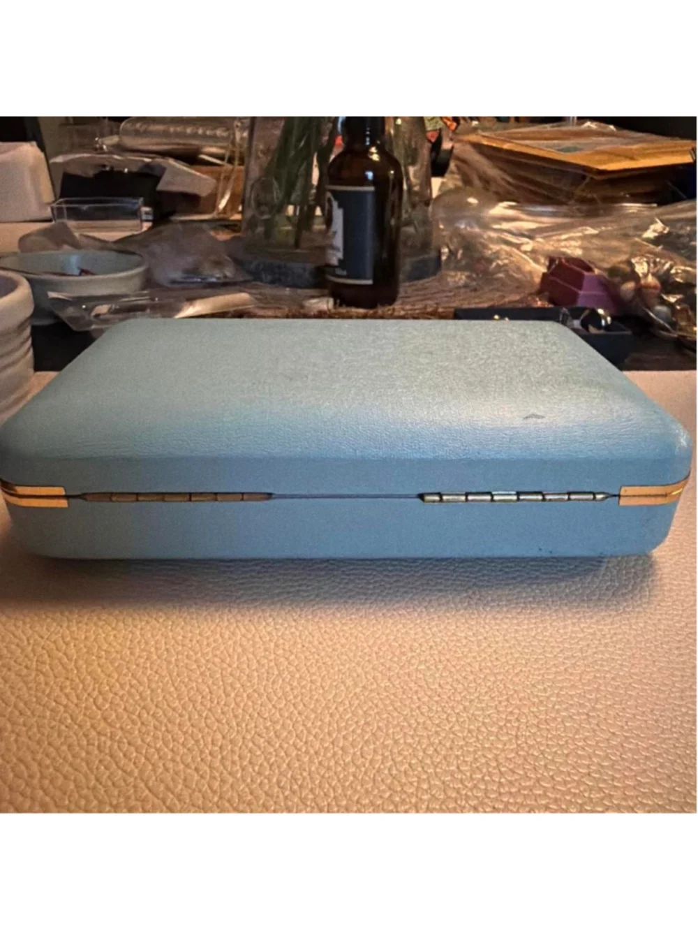 #Vintage #Buxton Blue velvet jewelry box